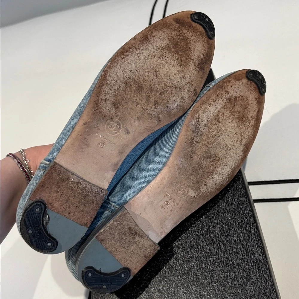 CHANEL Light Blue Denim Ballerina Flats - Picture 7 of 9